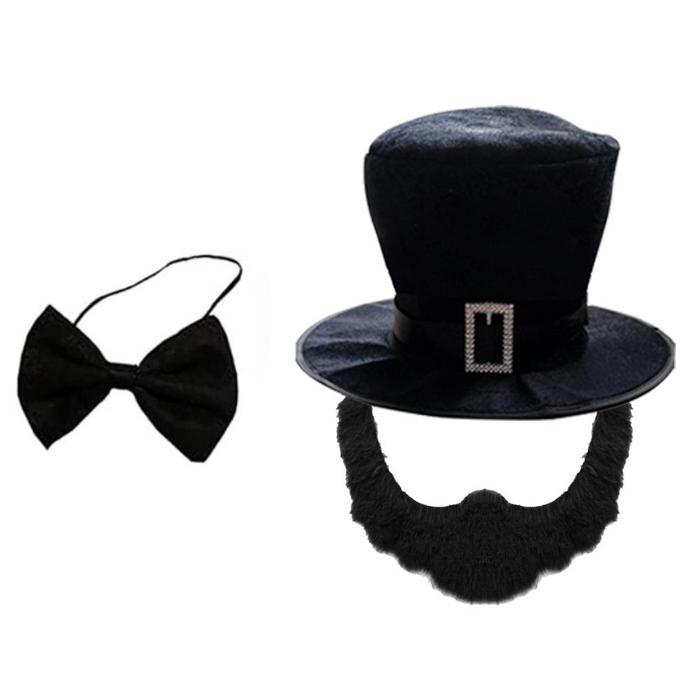 Adorable Formal Costume Hat Dress Up Black Magician Hat Cosplay Outfit Black Top Hat Theme Party