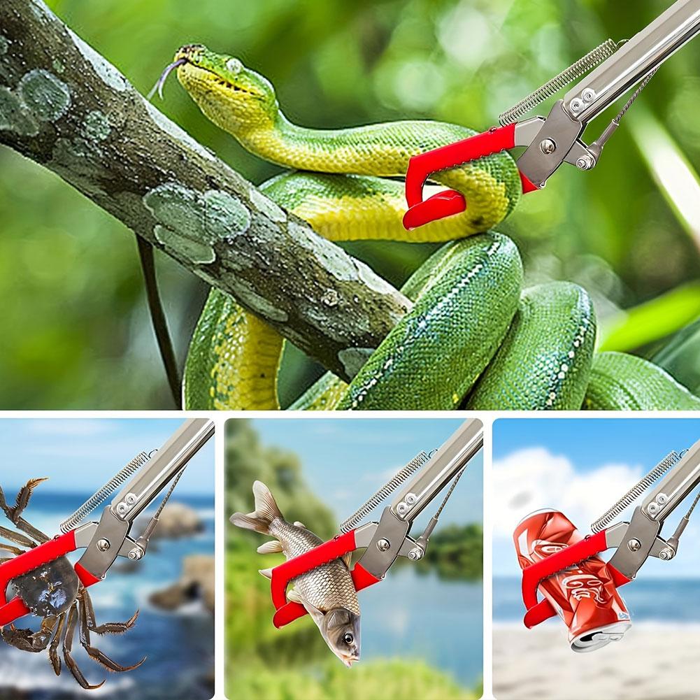 1.5M Foldable Snake Tongs Snake Catcher Tong Wide Jaw Stainless Steel Reptile Grabber Tool Snake Hook Catcher Loach Rubbish Clip