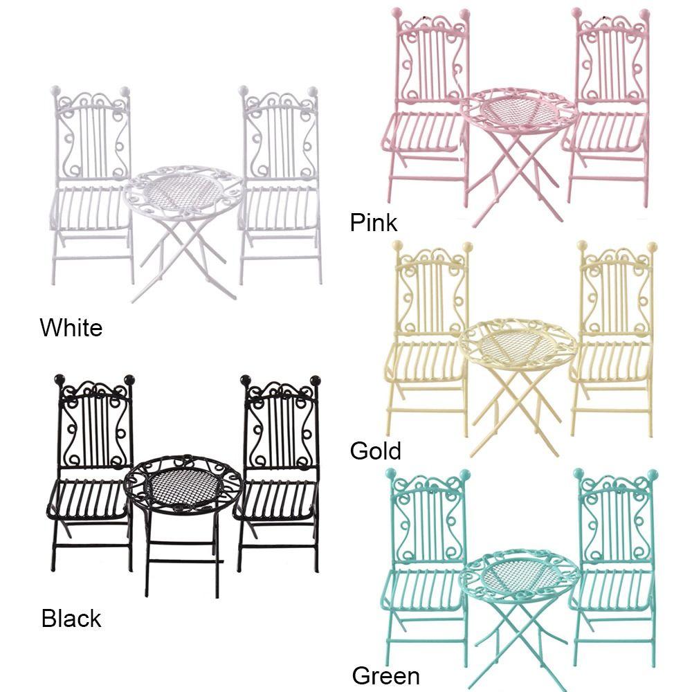 Dolls House European Style Scene Model Fairy Garden Seat Miniature Furniture Dollhouse Table Chair