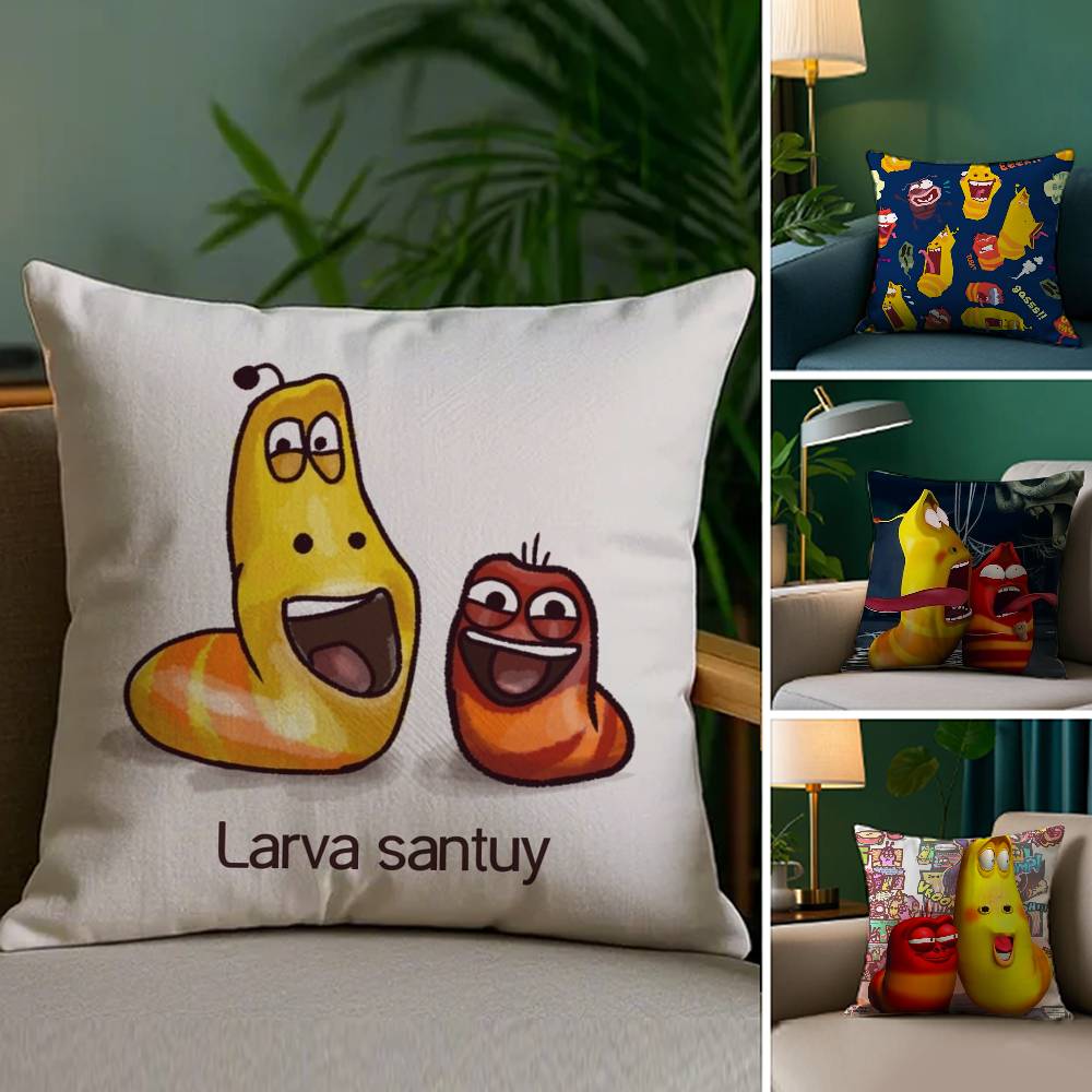 Забавная наволочка с мультяшным изображением личинки L-Larva, мягкая, двусторонняя, для диванной подушки, декоративная наволочка.