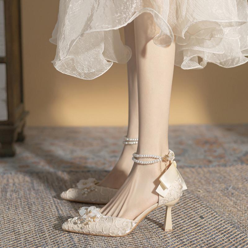 Новые туфли с ремешком на щиколотке и бантом на каблуках-шпильках, дизайнерские туфли на высоком каблуке, женские туфли-лодочки, свадебные туфли для невесты и выпускного вечера
