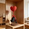 Милая кошка с красным шариком-сердцем Статуэтка 3D-печать Романтическое сердце любви Котёнок Статуя для Декора Настольной Полки Подарки для Любителей Кошек