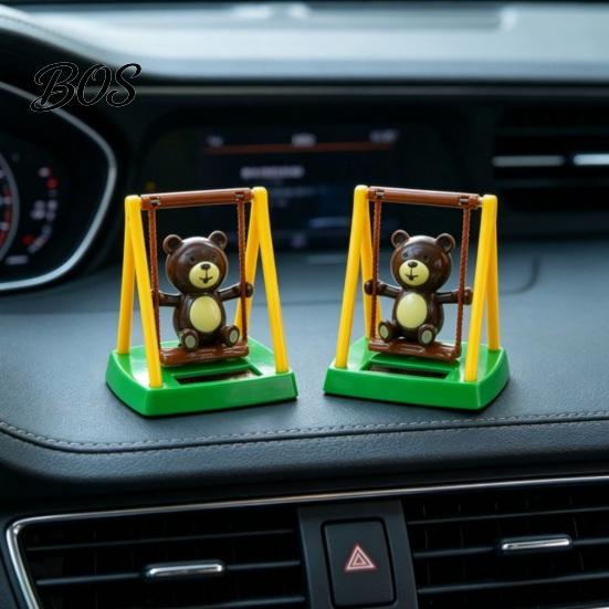Solar Car Ornament Swinging Bear Decoration, Nodding Dashboard with Hanging Monkey Accessory Swing, Swing Toy for Office Desk Driving Fatigue Relief