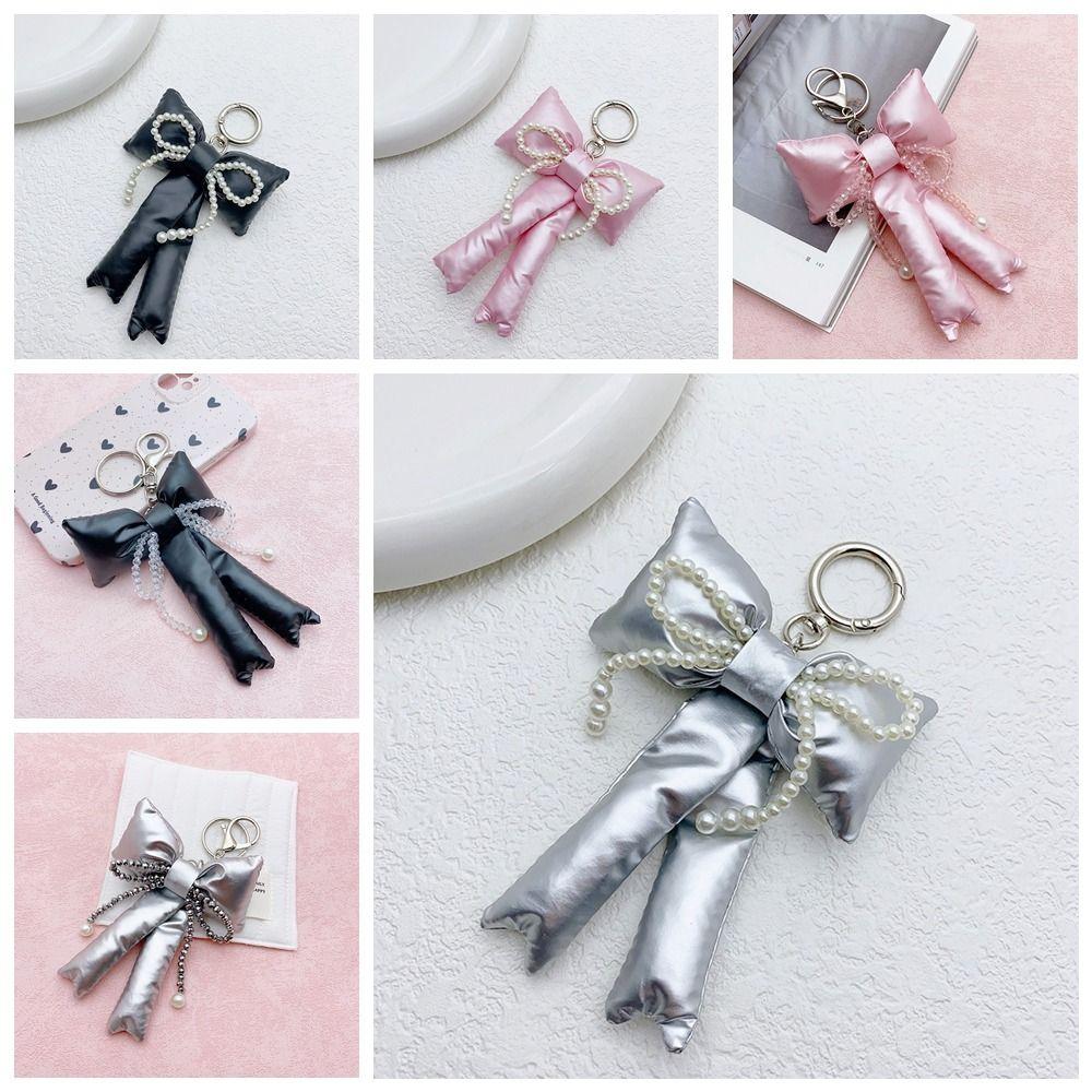 Glossy 3D Bowknot Keychain Rhinestone Y2k Hanging Backpack Accessories Girls