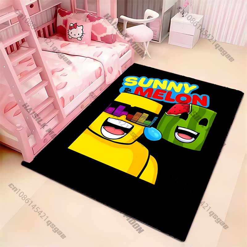 Funny S-Sunny and Mel0n Pattern Carpet Rug for Living Room Bedroom,Office Areas,large Decora Mat, Durable Machine Washable Mat