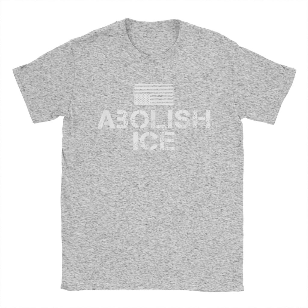 Abolish ICE America in Distress Inverted American Flag T Shirts Men Cotton Vintage TShirt Crewneck Tees Short Sleeve Clothing