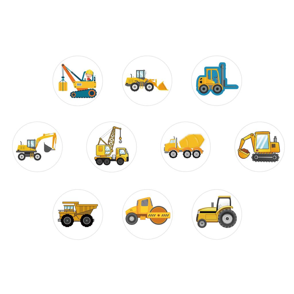 500 наклеек/рулон Мультяшные инженерные машины Рулонные наклейки Наградные поощрительные наклейки Креативный ручной блокнот Рулонная лента Персонализированная лента