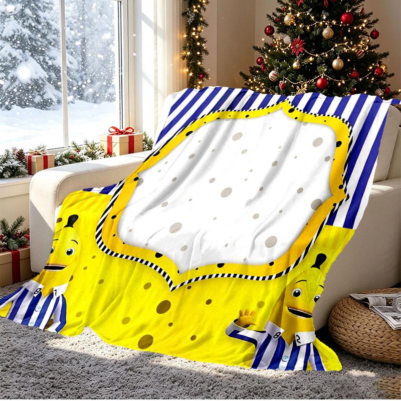 Bananas in Pyjamas Pattern Blanket for Home Decoration, Bed, Sofa, Car Travel, Camping, Suitable for All Seasons, Birthday Christmas Gift
