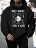 Men DND D20 Dice Hoodie Don't Worry I Have A Plan Funny Quote Graphic Loose Fit Streetwear Pullover Sweatshirt Autumn Winter