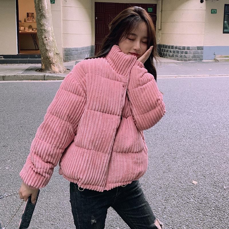 Осенне-зимняя куртка, короткая, корейская, вельветовая, верхняя одежда, женское, пуховое, хлопковое, пальто Parker, повседневное, теплое, женское, студенческое, пальто