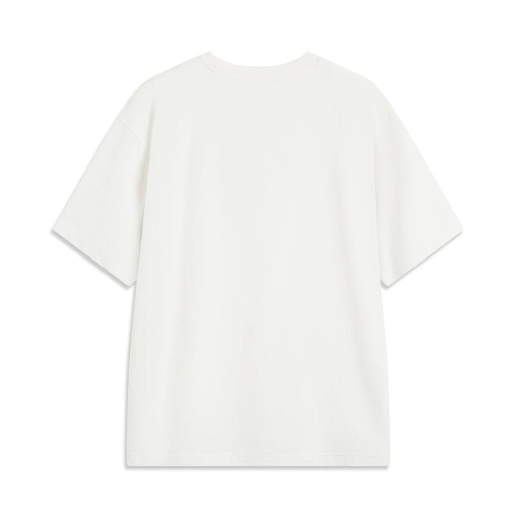 Li Ning Badfive Однотонная Дышащая Универсальная Свободная Футболка с Коротким Рукавом Мужские Топы Молочно-Белый AHSV019-2