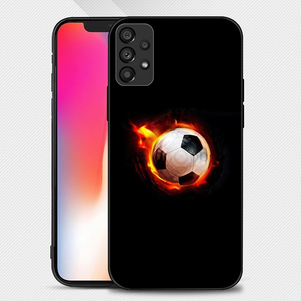 Fire Football Soccer Ball Phone Case For Samsung Galaxy S22 S23 Ultra S21 S20 FE Plus Note 20 Soft Cover