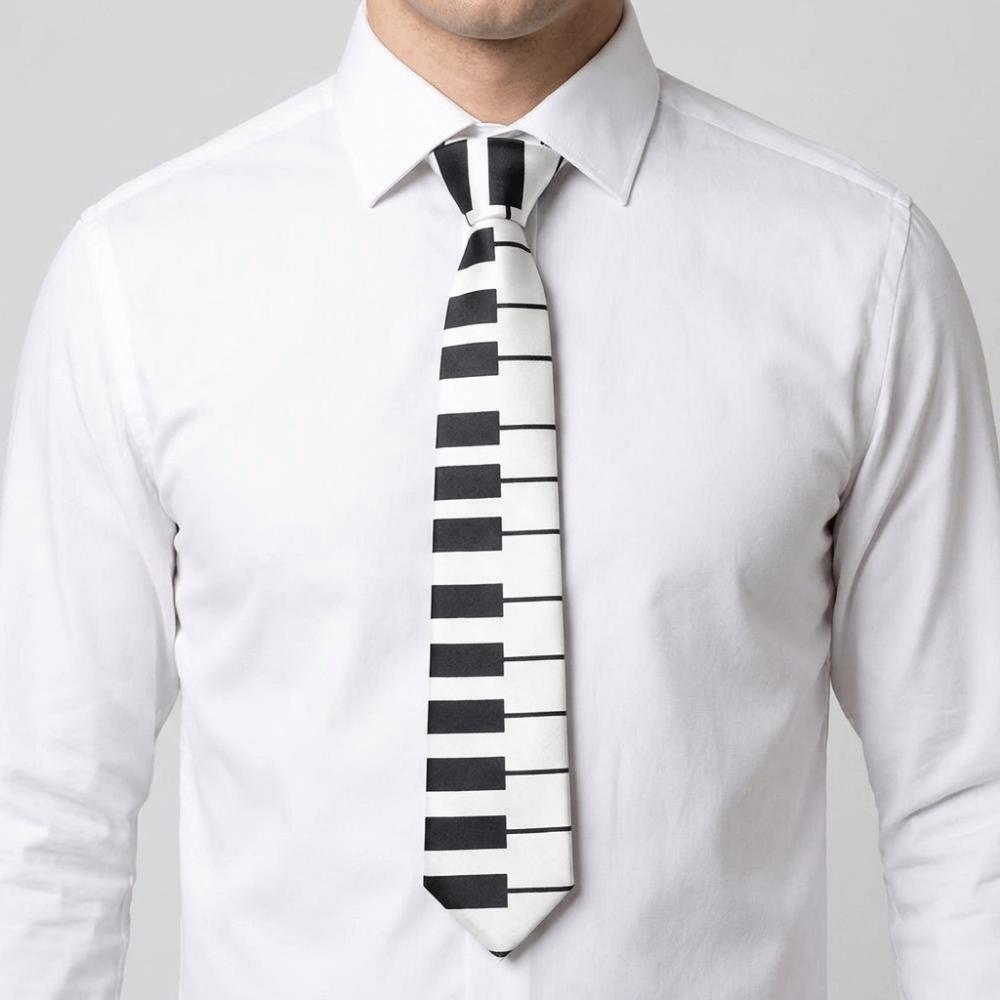 Skinny Men Tie Black Music Tie Classic Piano Necktie  Men