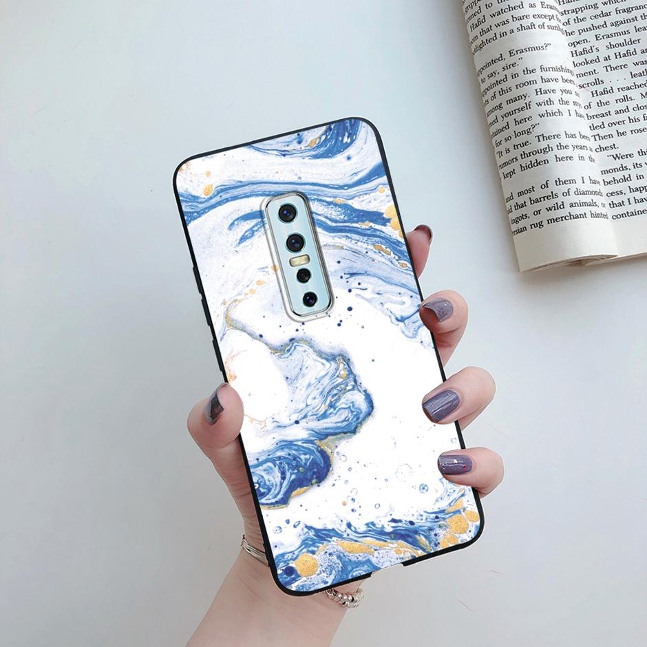 For Vivo V17 Pro Case Cover Vivo 1909 Phone Casing Flower Marble Silicone Shockproof Full Shell for VIVO V17 Pro 1910 Bumper Bag