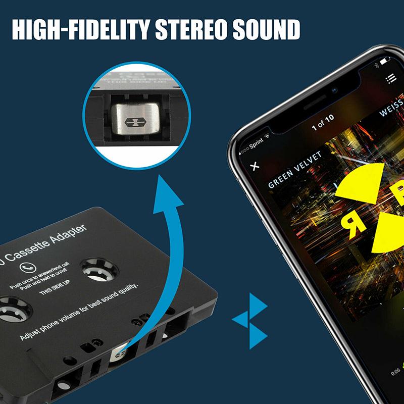 Bluetooth 5.0 Автомобильный аудио стерео адаптер для кассеты с Aux для телефона Samsung