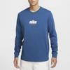 Nike Спортивная футболка с круглым вырезом и длинным рукавом с принтом логотипа, мужские топы, цвет Garden-Blue HQ1569-421