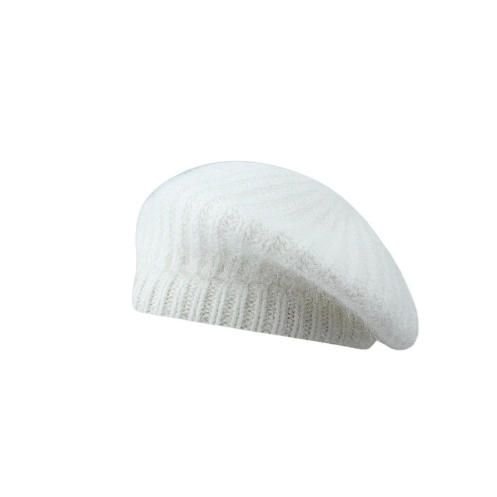 Casual Wool Mohair Beret Solid Color Big Head Circumference Knitted Beanie Cap Versatile Warm Painter Hat Girls