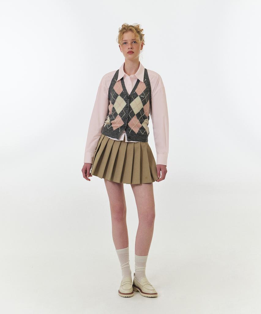 Grove Nia Pleats Skirt (Beige)