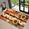 Vintage Striped Sunflower Heart Area Rug Carpet Non Slip Floor Mat Retro Red Love Heart Sunflower Washable Front Door Doormat