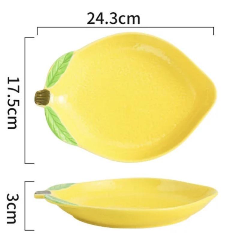 European Lemon Shape Dinner Plate Creative Cute Sauce Dish Ceramic Kitchen Tableware Dessert Breakfast Plate Rice Soup Bowl
