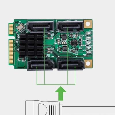 Карта-адаптер Mini PCIe на SATAs 4 канала Скорость 6 Гбит/с Чипсет Marvells Функциональность горячей замены