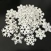 200Pcs Christmas Snowflake Mix Shape Wooden Pendants White Snowflakes Ornaments for New Year Navidad Xmas Decor