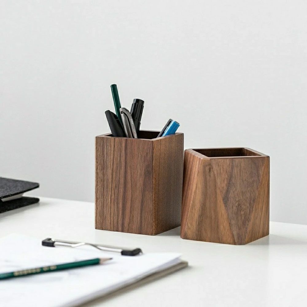 Writing Materials Holder Walnut Pen Holder Pencil Case Desktop Storage Box Wood Pen Holder
