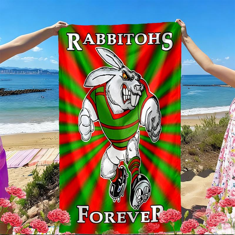 South Sydney Rabbitohs Print Beach Towel, Versatile Lightweight Absorbent Beach Towel for Pool Surf Yoga Bathroom, Perfect Birthday Holiday Gift