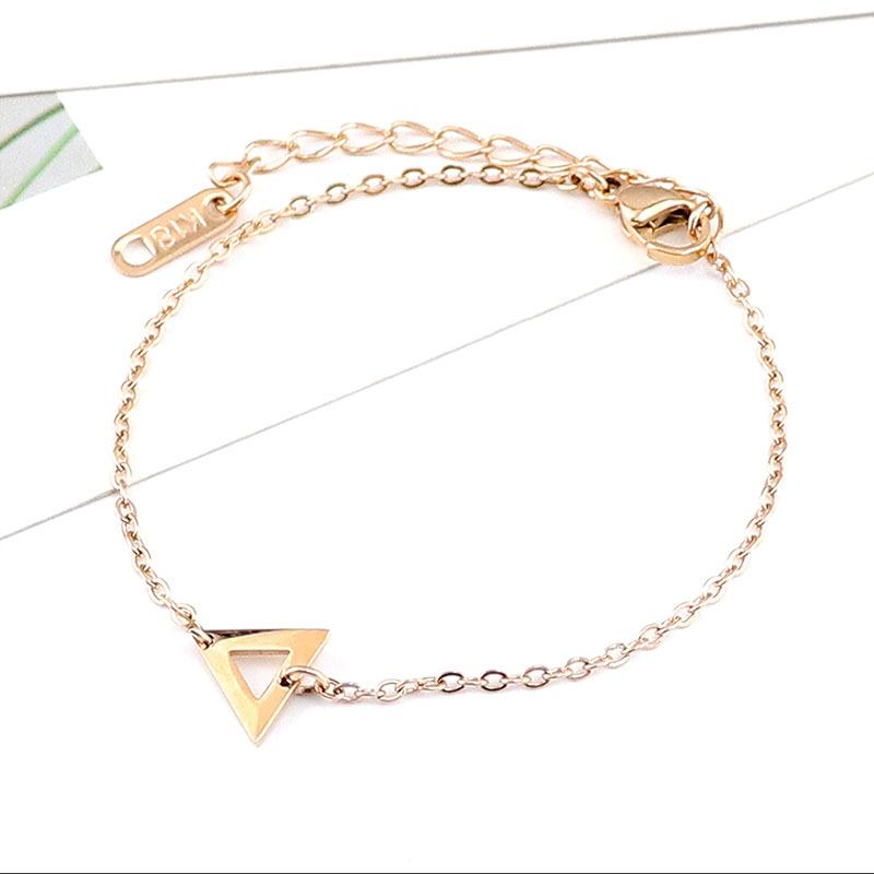 Популярный женский браслет из титановой стали с треугольным розовым золотом и нержавеющей сталью