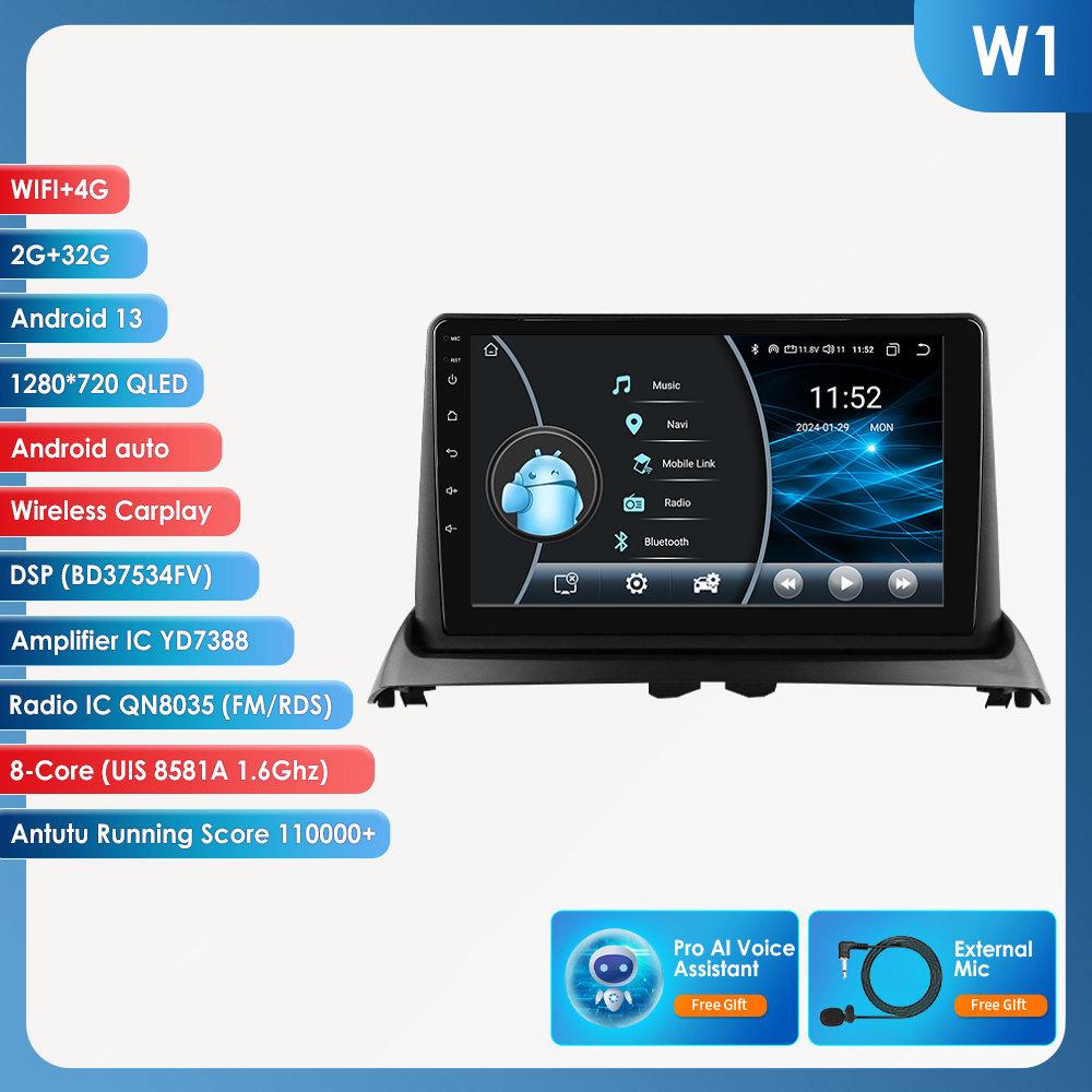 OSSURET Автомобильные интеллектуальные системы Carplay Android Car Radio для Renault Clio 2 2000-2012 Мультимедийный видеоплеер WIFI Интеллектуальный экран Авторадио RDS
