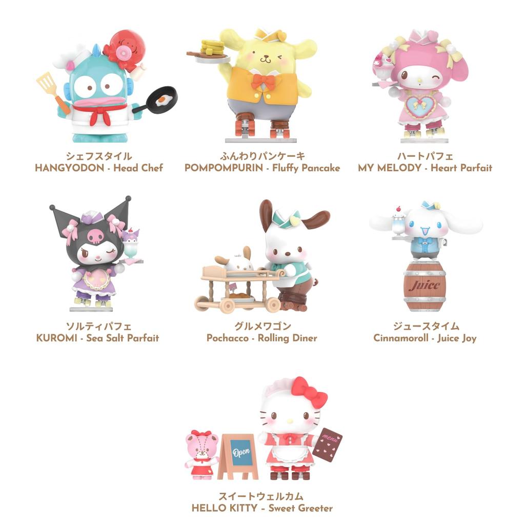 TOP TOY Sanrio Characters Roller Skate Diner Series Gachapon Blind Box Figure Soft Vinyl PVC Premium Toy Birthday Gift My Melody Kuromi Character