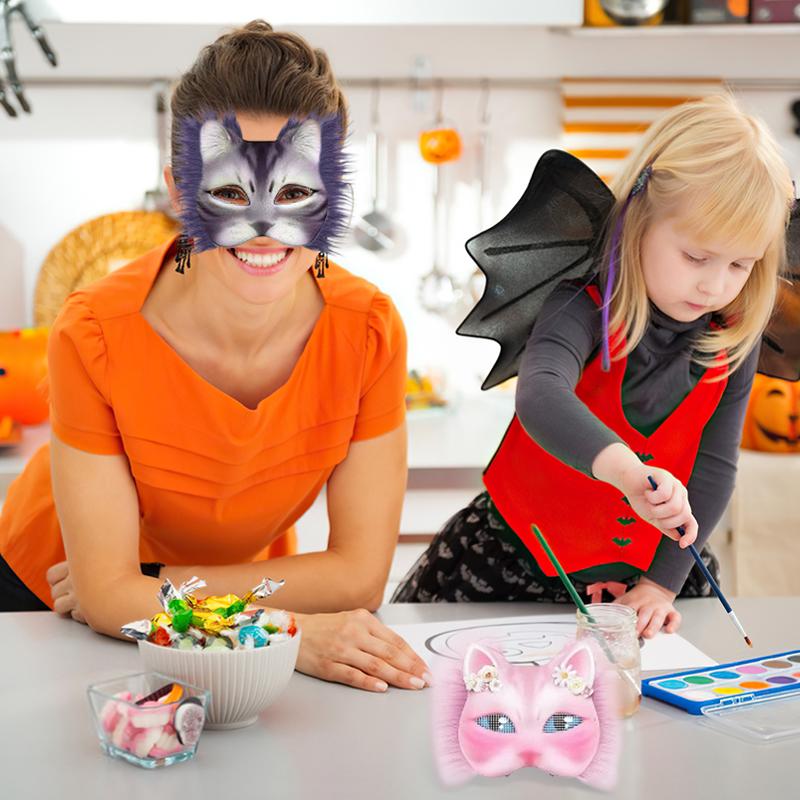 17 шт. Нарисованные от руки DIY Рождественские подарки Животное Кошка Лиса Маска DIY Граффити Маска на пол-лица Вечеринка Доступно несколько вариантов