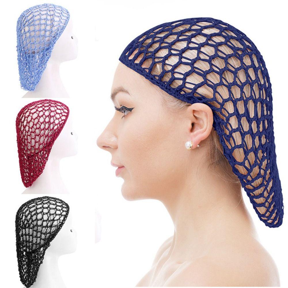 Turban Hat Black Wig Caps Handmade Crochet Hair Snood Hair Accessories Mesh Hair Net for Sleeping