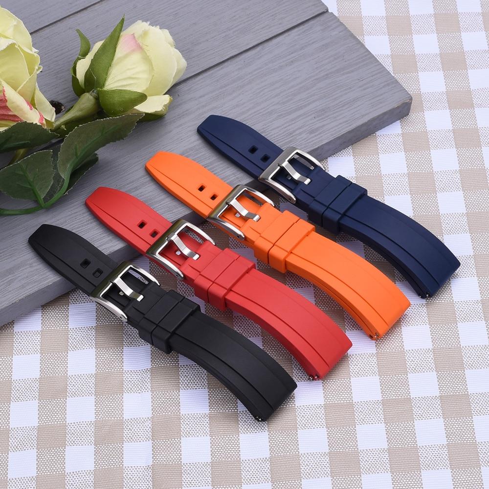 Premium Grade Vulcanized FKM Rubber Watch Strap 20mm 22mm 24mm Quick Relase Watchbands