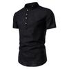 Summer Thin Solid Mock Neck Men's Short Sleeve Shirt Fashion Breathable Comfortable Casual Shirt