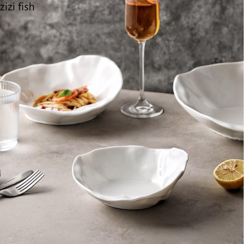 Керамическая салатница Тарелки для еды Фруктовая тарелка Суповые тарелки Миска для лапши Холодные овощи Тарелки для десерта Диск для сашими Поднос для закусок
