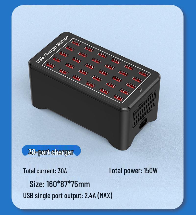 Многопортовое USB-зарядное устройство 150 Вт, 1 А/2 А, с 10, 15, 20 и 30 портами быстрой зарядки