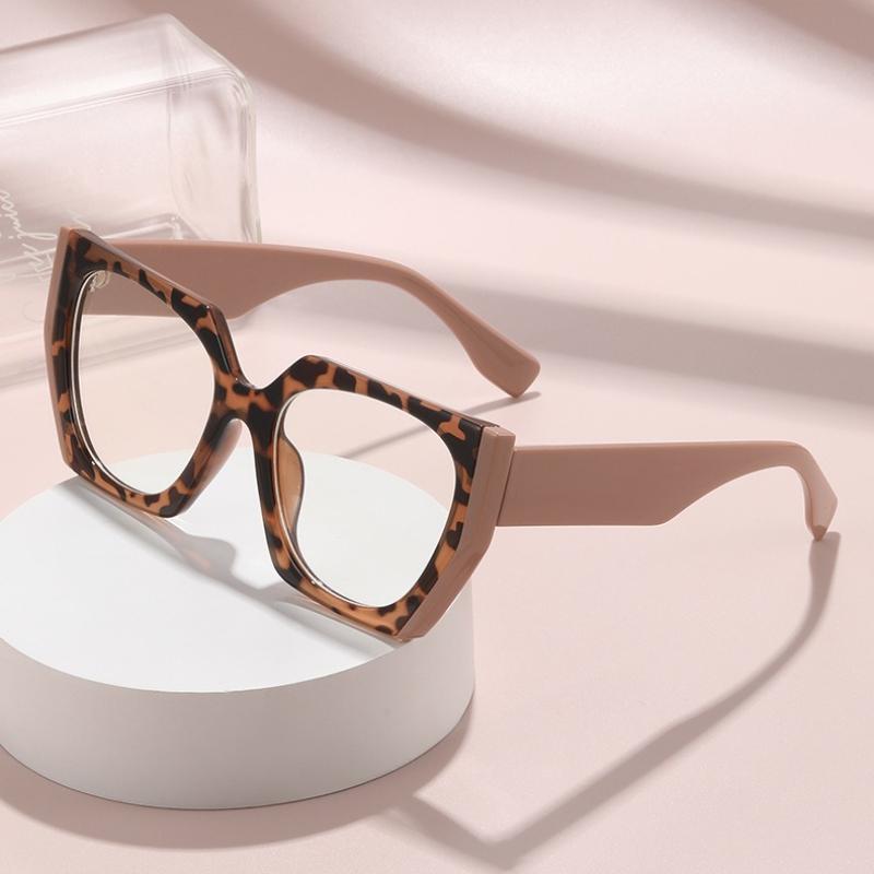 Fashion Large Frame Leopard Print Optical Glasses Men'S And Women'S High-Definition Transparent Lenses Anti Blue Light Glasses