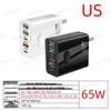 Быстрое зарядное устройство GaN на 65 Вт с несколькими портами (3 x USB-A и 2 x USB-C)