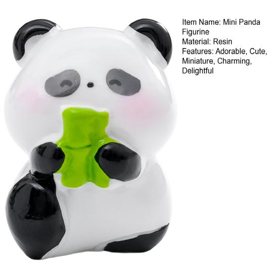 2 Pcs Mini Panda Figurines Cute Resin Panda Statues DIY Miniature Panda Cake Toppers for Fairy Garden Micro Moss Landscape Office Home Desk Decoration