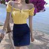 Y2k Women Elegant Puffl Sleeve Crop Top Slim Summer Chic Drawstring Sexy Backless Tops