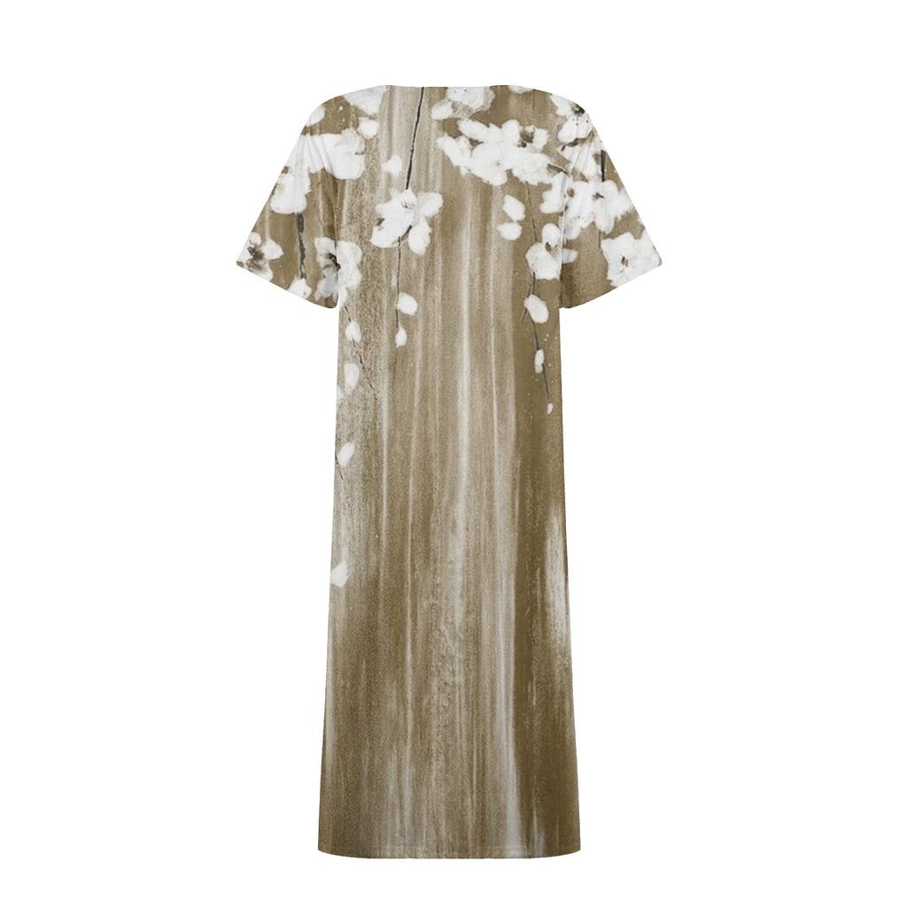 Женское летнее повседневное свободное платье с v-образным вырезом и короткими рукавами с принтом