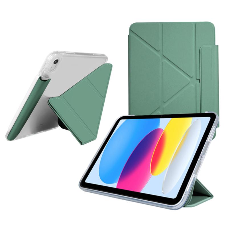 Для iPad Эйр 11 (2025)/(2024) Чехол-подставка Оригами из ПУ кожи с прозрачной задней крышкой для планшета с держателем для карандаша
