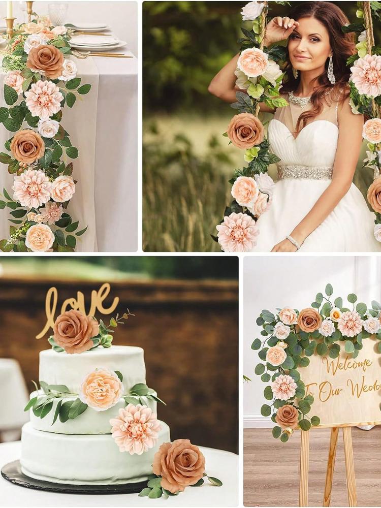 Шелковые цветы Искусственные цветы Комбинированные цветы Микс Розы Пионы со стеблями для самостоятельной свадьбы Свадебные букеты Украшения для стола на празднование рождения ребенка Домашний декор