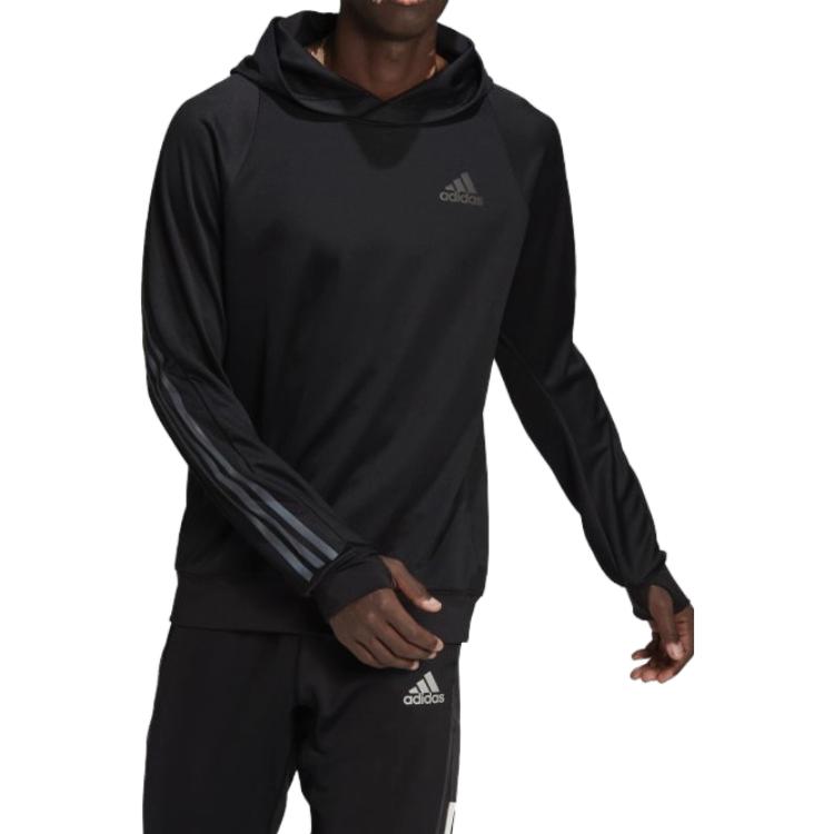 adidas Полосатая толстовка с длинными рукавами Мужская толстовка с капюшоном черная HE2472