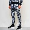 Men Cargo Pants Drawstring Elastic Waist Camouflage Print Multi Zippered Pockets Ankle-banded Slim Fit Casual Daily Wear