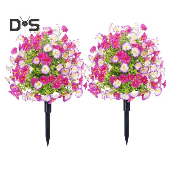 Искусственные цветы ипомеи, искусственный куст ипомеи с колышком для установки в грунт, реалистичная искусственная зелень, кустарники для улицы, для дома, для фермерского дома, для крыльца, для патио