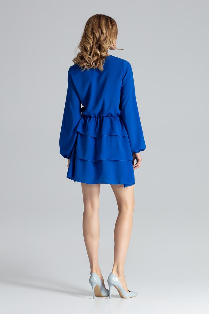 Stylish blue dress with ruffles - M601 size