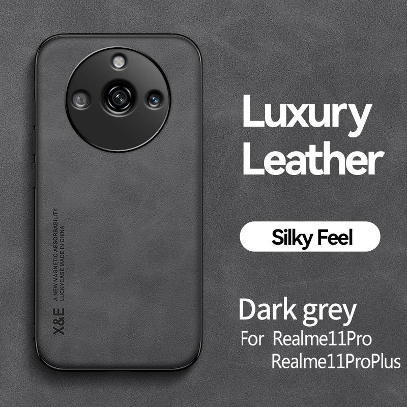 Чехол для Realme 11 Pro Plus 5G Автомобильный Магнитный Кожаный Текстурный Чехол для Oppo Realme11 Realmi 11 ProPlus Pro+ Мягкие Чехлы для Телефона