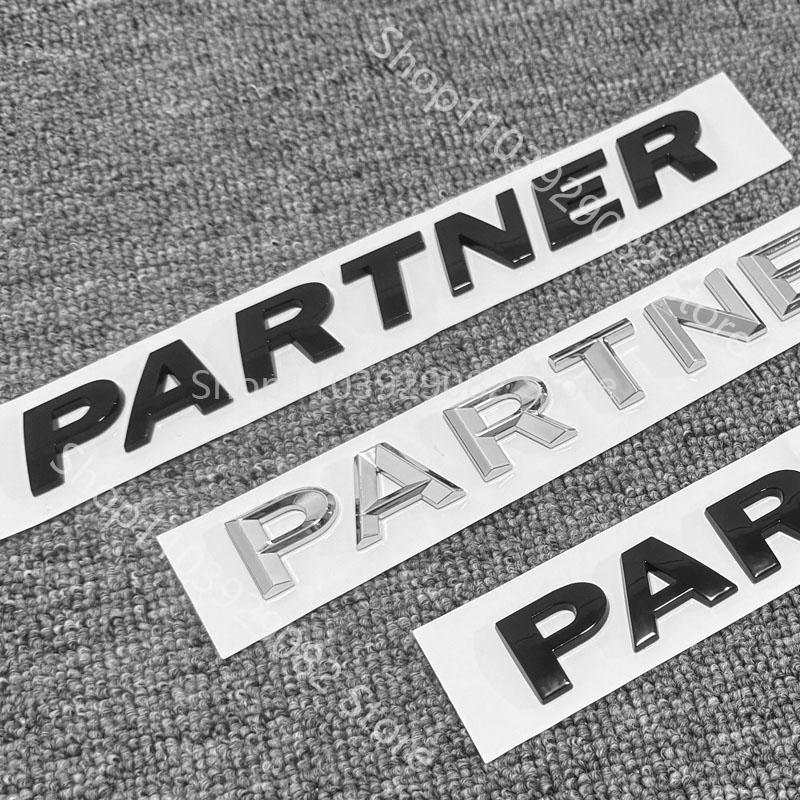 AAZS1 1pcs 3D PARTNER ABS Car Rear Letter logo sticker Rear Bumper tail door trunk car rear Emblem styling Accessories For Peugeot
